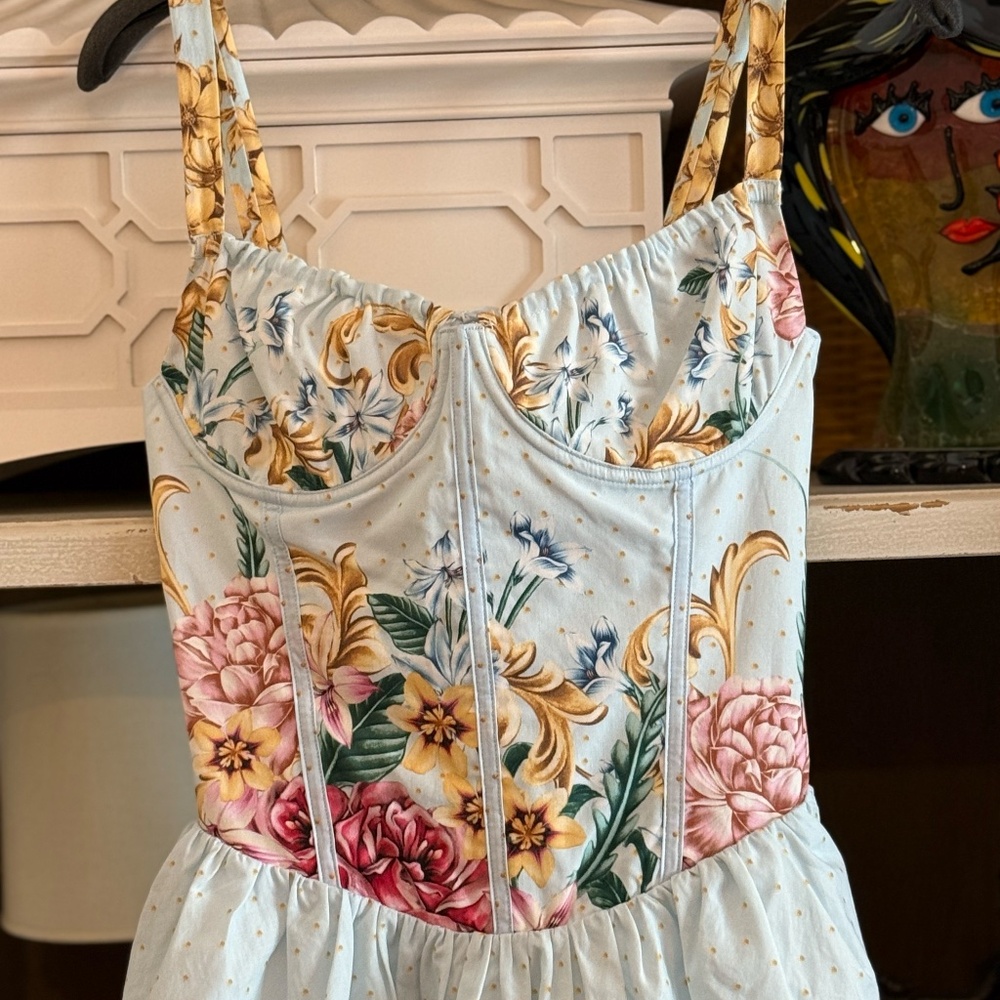 Agua Bendita Riveria Radiance Spring Blush Floral Cotton Minidress Large L dress - Picture 7 of 8